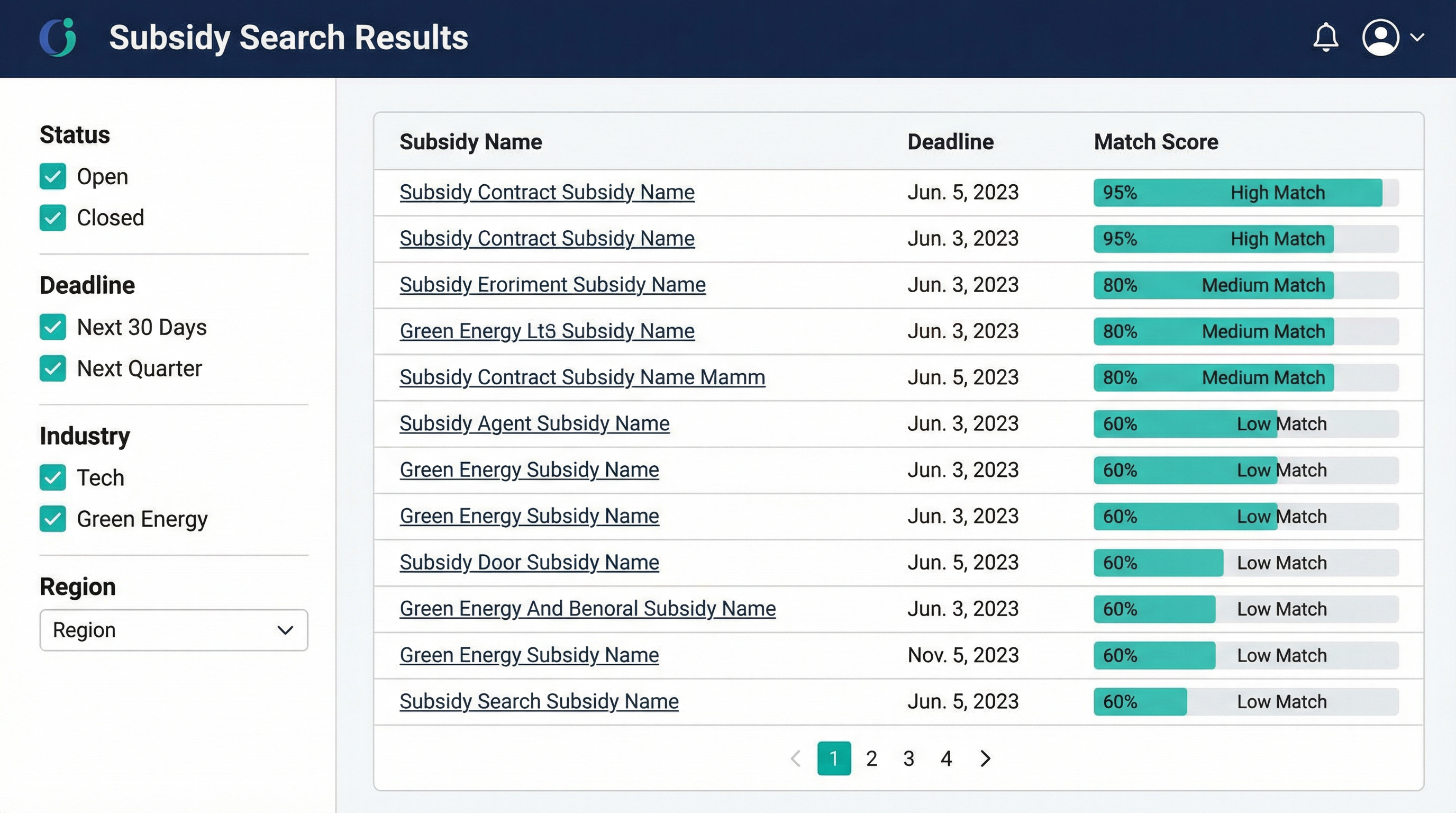 AIマッチング検索画面